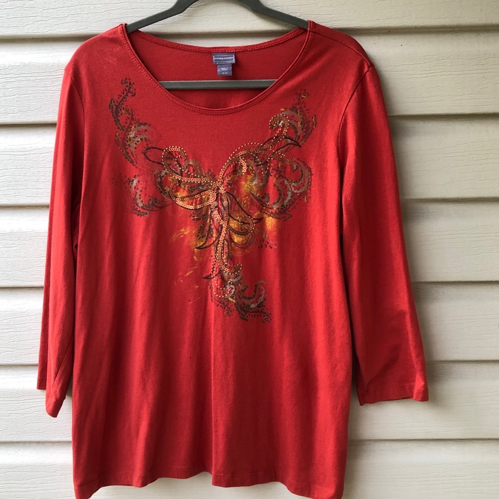XL Laura Scott Metallic Beaded Top